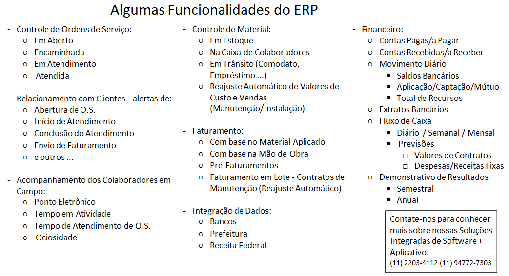 Funções ERP Serviços
